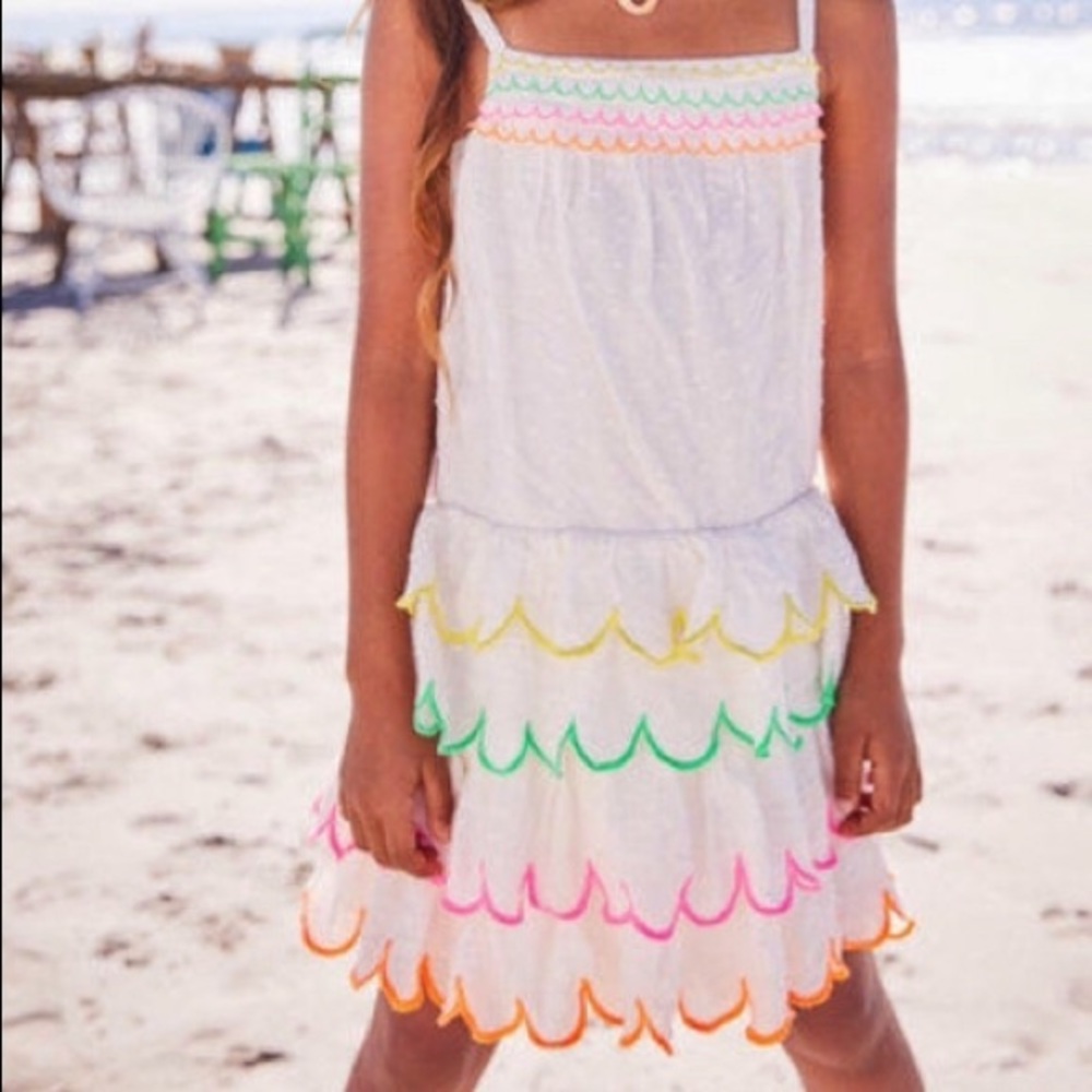 Mini Boden Tiered Scallop Dress Girls size 6-7